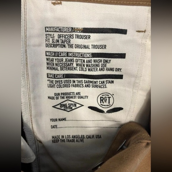 RGT Rogue Khaki Officer Trouser Slim Tapered Pant Size 27x34 Originally195 30x34 - Picture 4 of 12